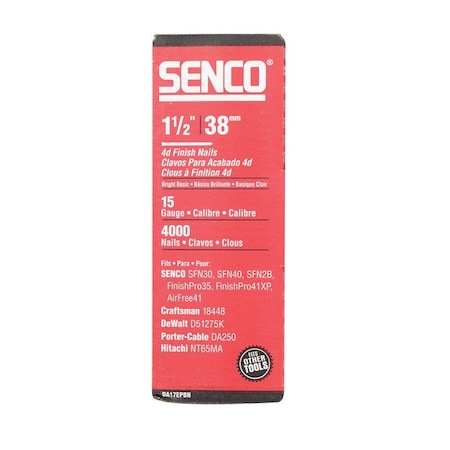 Senco Senco 1-1/2 in. L X 15 Ga. Angled Strip Bright Finish Nails 34 deg 4000 pk DA17EPBN